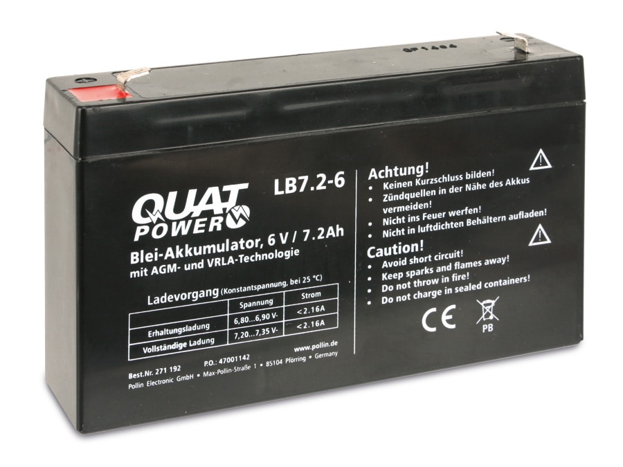 QUATPOWER Blei-Akkumulator LB7.2-6, 6 V-/7,2 Ah