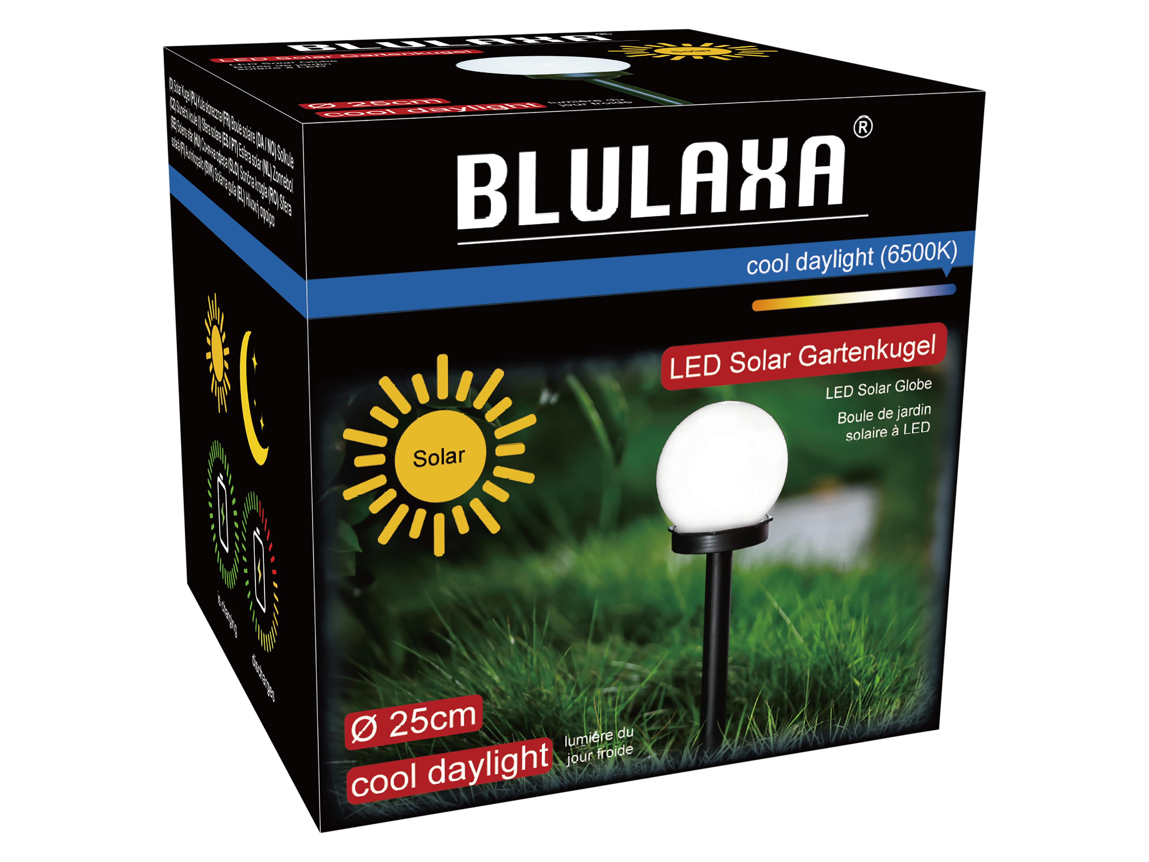 BLULAXA Solar LED-Gartenleuchte, Ø 25 cm, IP44, weiß 